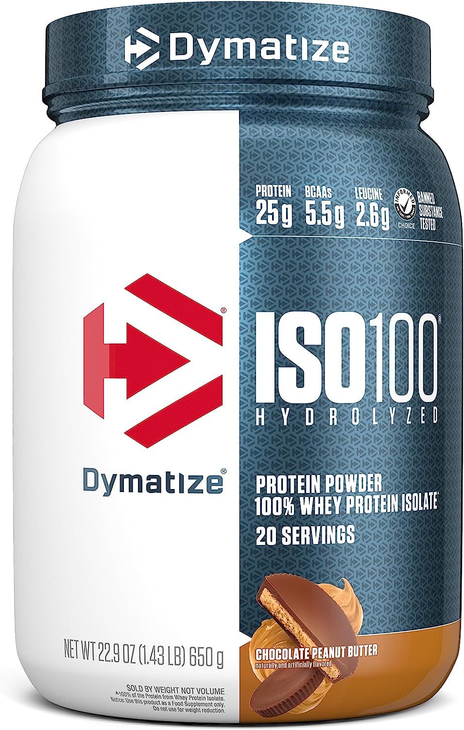 Dymatize ISO100 Hydrolyzed Protein Powder, 100% Whey Isolate, 25G of Protein, 5.5G Bcaas, Gluten Free, Fast Absorbing, Easy Digesting, Gourmet Vanilla, 20 Servings