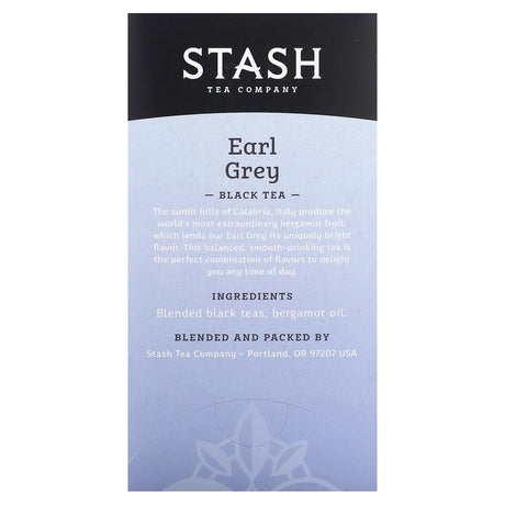 Stash Tea, Black Tea, Earl Gray, 20 Tea Bags, 1.3 oz (38 g) - Supply Center USA