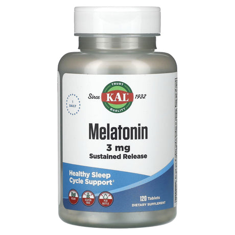 KAL, Melatonin, Sustained Release, 3 mg, 120 Tablets - Supply Center USA