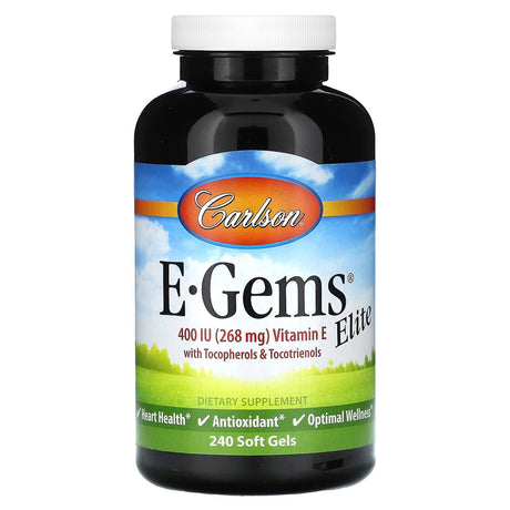 Carlson, E-Gems Elite, Vitamin E with Tocopherols & Tocotrienols, 268 mg (400 IU), 240 Soft Gels - Supply Center USA