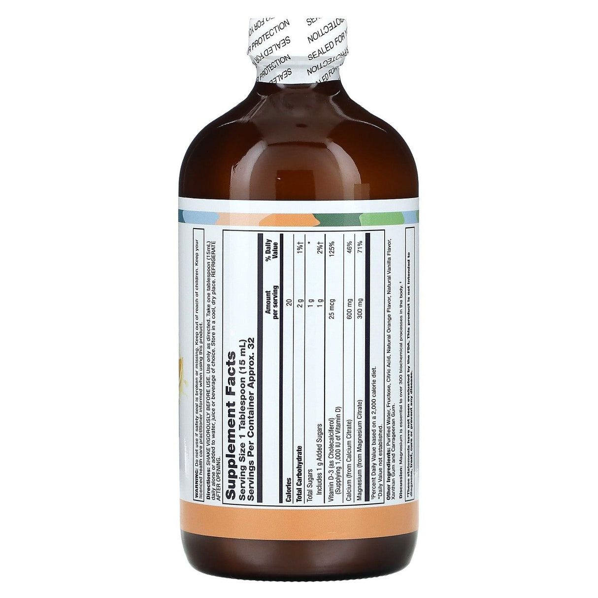 LifeTime Vitamins, Bone Support, Calcium Magnesium Citrate Plus Vitamin D-3, Orange Vanilla, 16 fl oz (473 ml) - Supply Center USA