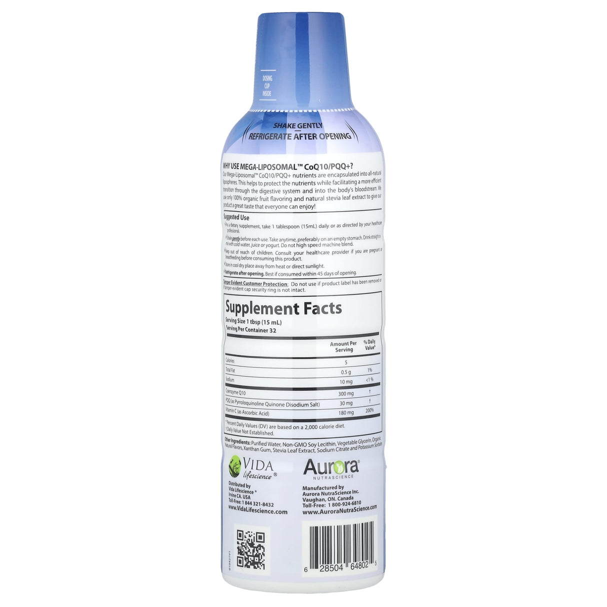 Aurora Nutrascience, Mega-Liposomal CoQ10/PQQ+, Organic Fruit, 16 fl oz (480 ml)