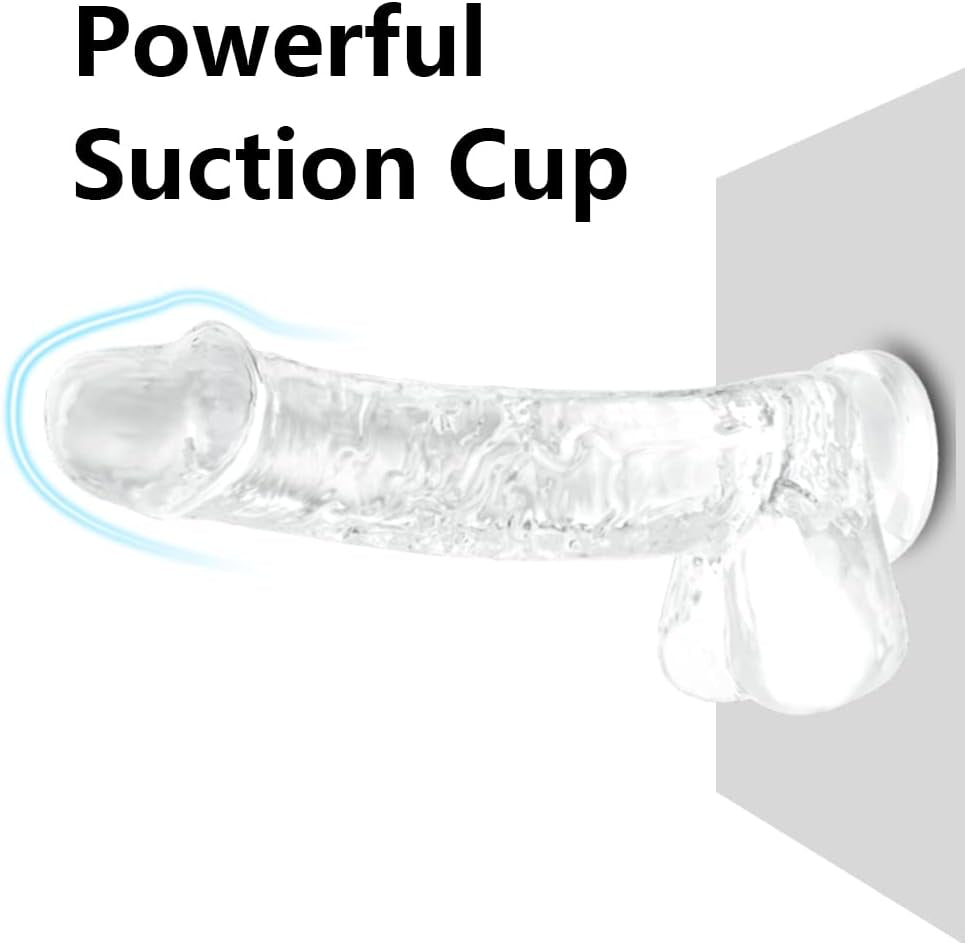 Small Realistic Clear 6 Inch Cute Dildo,Adult Sex Toy with Suction Cup Dildo, Suitable for Beginner Women/Men/Gay with Thin and Slim Poke, Can Be Use for G-Spot and Anal