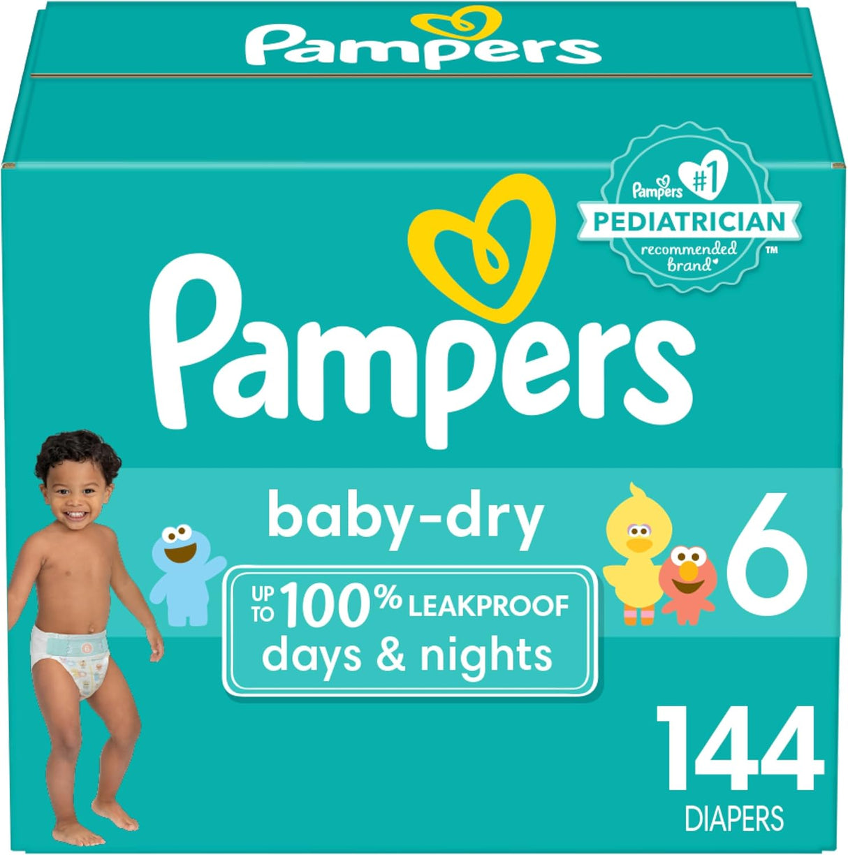 Pampers Baby Dry Diapers - Size 1, 120 Count, Absorbent Disposable Diapers
