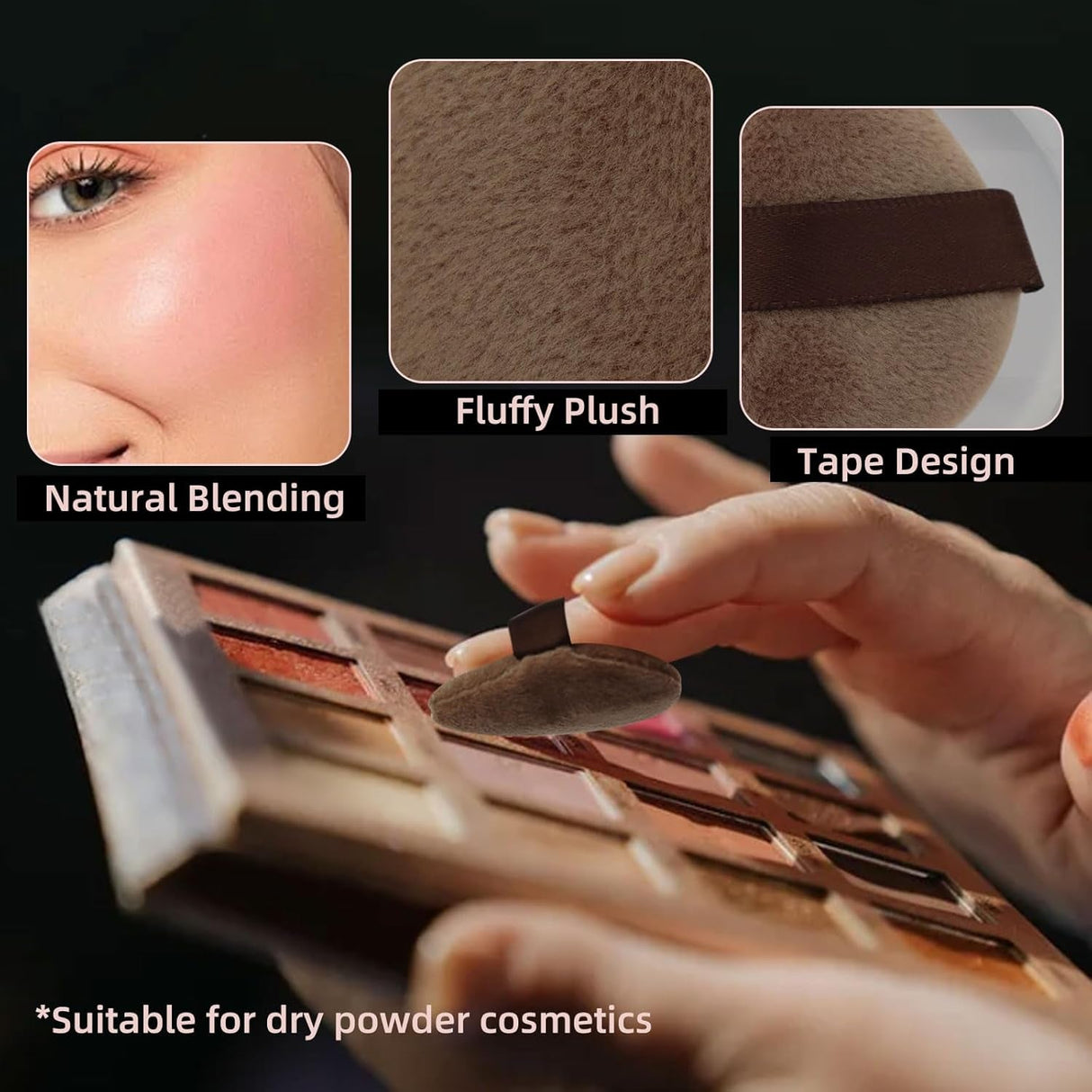 6Pcs Mini Powder Puff Set, 2Pcs Silicone Mini Puff +4Pcs Velvet Loose Powder Puff with Case, Easy to Clean Not-Absorb Foundation Small Makeup Puffs for under Eye & Nose Premium Makeup (Brown)
