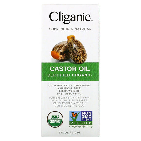 Cliganic, 100% Pure & Natural, Castor Oil, 8 fl oz (240 ml) - Supply Center USA