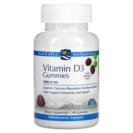 Nordic Naturals, Vitamin D3, Wild Berry, 1,000 IU, 120 Gummies - Supply Center USA