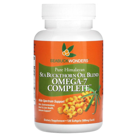 SeaBuckWonders, Sea Buckthorn Oil Blend, Omega-7 Complete, 500 mg, 120 Softgels - Supply Center USA