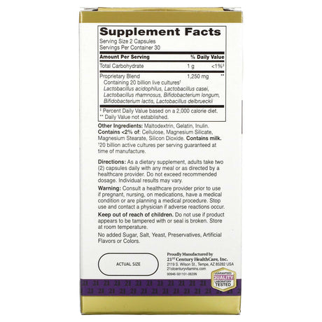 21st Century, Ultra Potency Advanced Probiotic, 60 Capsules - Supply Center USA