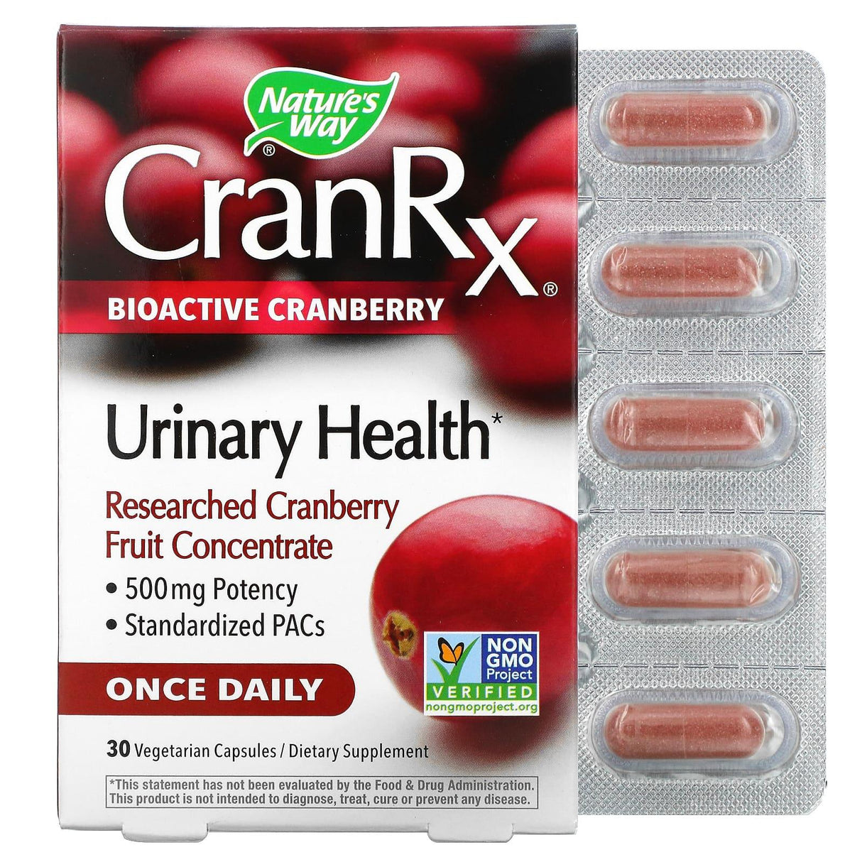 Nature's Way, CranRx, Urinary Health, Bioactive Cranberry, 500 mg, 30 Vegetarian Capsules - Supply Center USA