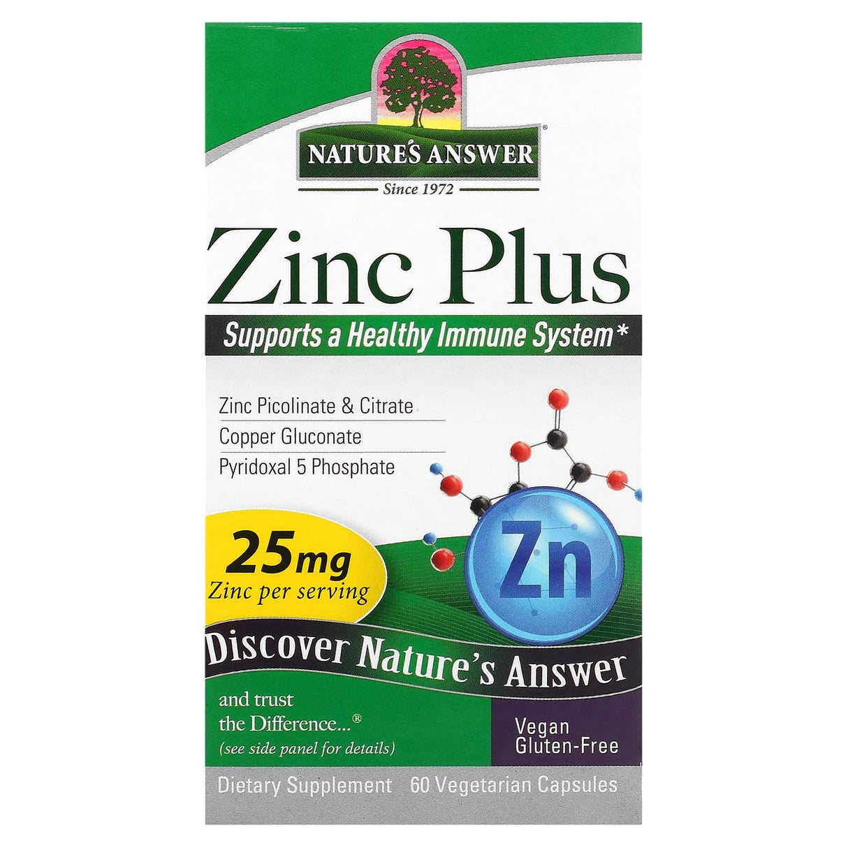 Nature's Answer, Zinc Plus, 25 mg, 60 Vegetarian Capsules - Supply Center USA