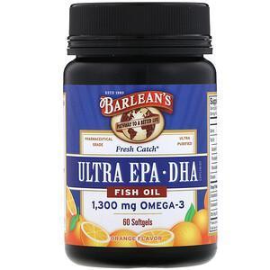 Barlean's, Fresh Catch Fish Oil, Omega-3, Ultra EPA/DHA, Orange Flavor, 60 Softgels - Supply Center USA