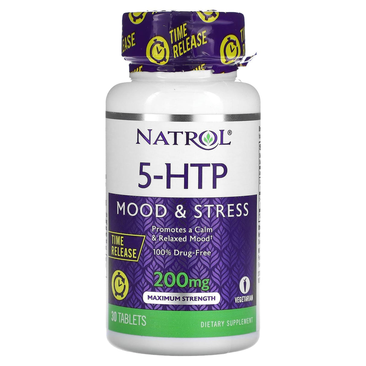 Natrol, 5-HTP, Time Release, Maximum Strength, 200 mg, 30 Tablets - Supply Center USA