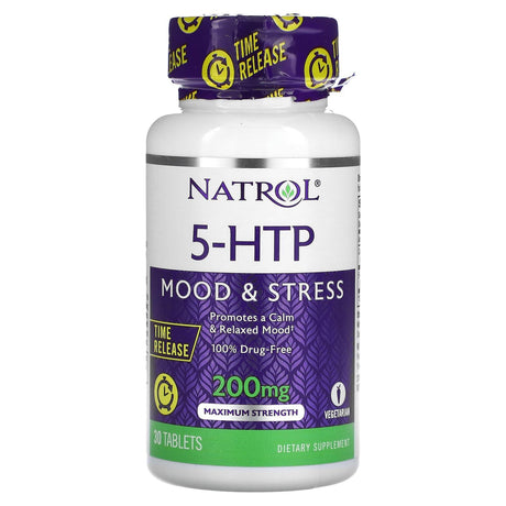 Natrol, 5-HTP, Time Release, Maximum Strength, 200 mg, 30 Tablets - Supply Center USA