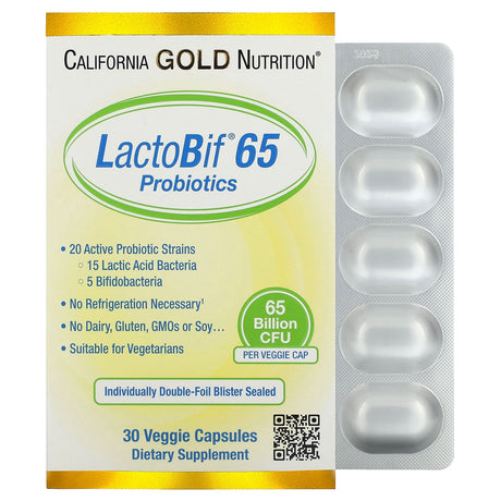 California Gold Nutrition, LactoBif 65 Probiotics, 65 Billion CFU, 30 Veggie Capsules - Supply Center USA