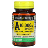 Mason Natural, Vitamin A from Fish Liver Oil, 3,000 mcg (10,000 IU), 100 Softgels - Supply Center USA