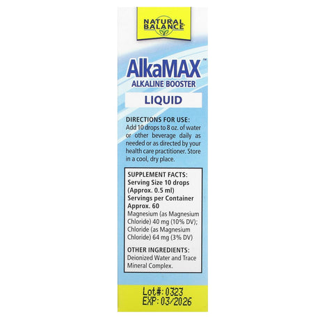 Natural Balance, AlkaMAX, Alkaline Booster, Unflavored, 1 fl oz (30 ml) - Supply Center USA