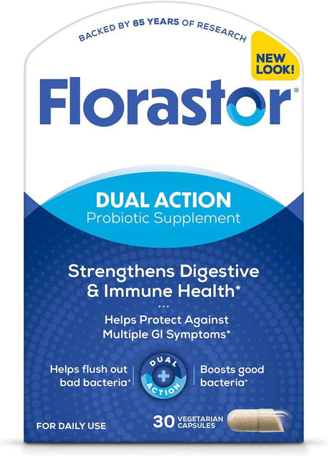 Florastor Probiotics for Digestive & Immune Health, 100 Capsules, Probiotics for Women & Men, Dual Action Helps Flush Out Bad Bacteria & Boosts the Good with Our Unique Strain Saccharomyces Boulardii - Supply Center USA