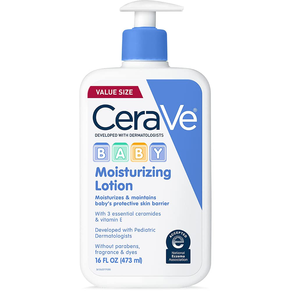 Cerave Baby Lotion | Gentle Baby Skin Care with Ceramides, Niacinamide & Vitamin E | Fragrance, Paraben, Dye & Phthalates Free | Lightweight Baby Moisturizer | 8 Ounce | Packaging May Vary