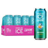 Sparkling Ice Caffeine Black Raspberry Sparkling Water with Caffeine, Zero Sugar, with Antioxidants and Vitamins,16 Fl Oz Cans (Pack of 12)
