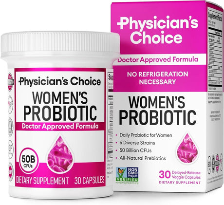 Physician'S Choice Probiotics for Women - PH Balance, Digestive, UT, & Feminine Health - 50 Billion CFU - 6 Unique Strains for Women - Organic Prebiotics, Cranberry Extract+ - Women Probiotic - 30 CT - Supply Center USA