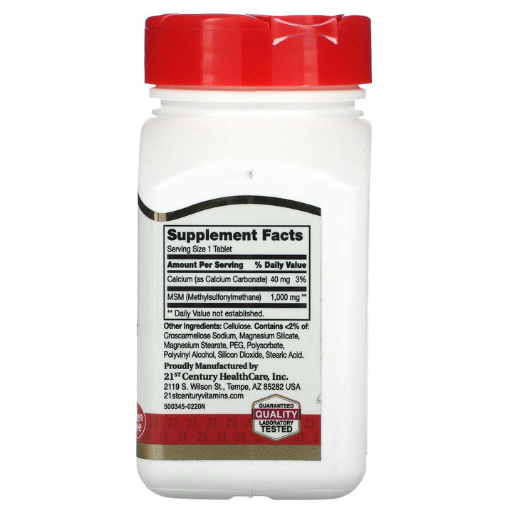 21st Century, MSM, Methylsulfonylmethane, 1,000 mg, 90 Tablets - HealthCentralUSA