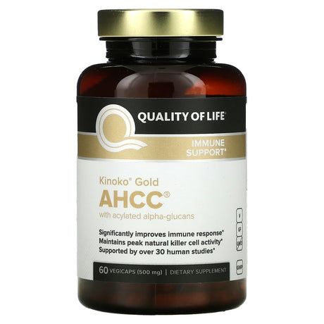 Quality of Life Labs, Kinoko Gold AHCC with Acylated Alpha-Glucans, 60 Vegicaps - Supply Center USA