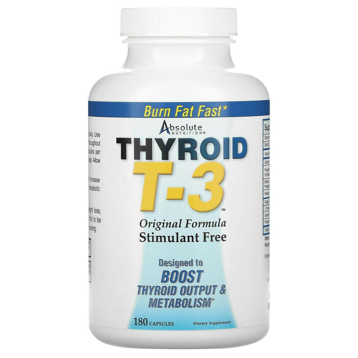 Absolute Nutrition, Thyroid T-3, Original Formula, 180 Capsules - Supply Center USA