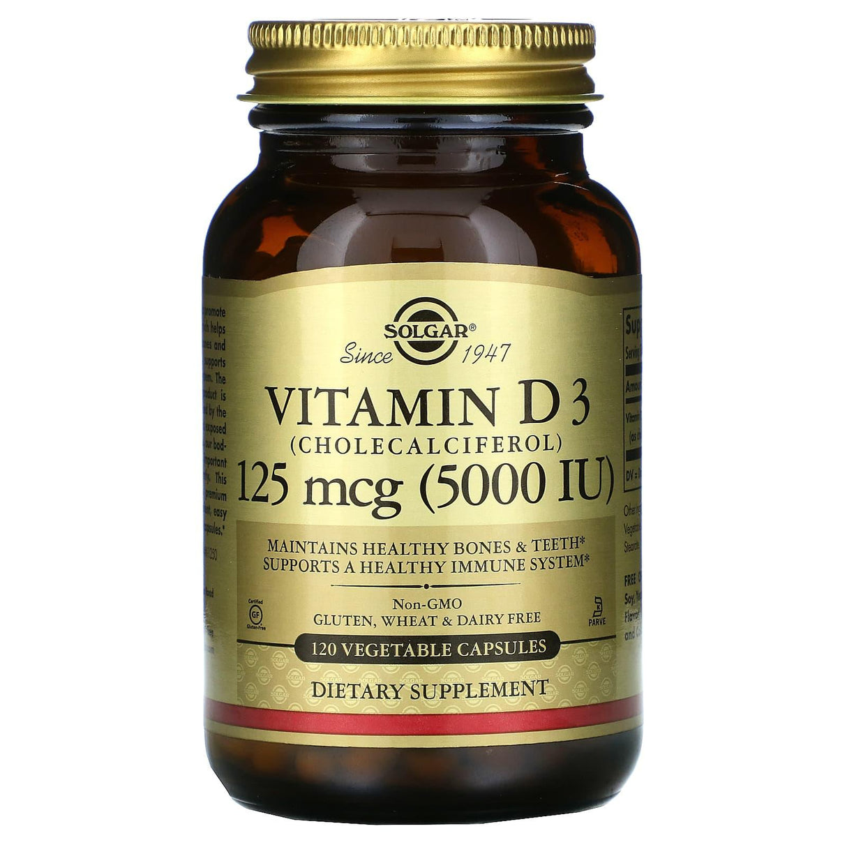 Solgar, Vitamin D3 (Cholecalciferol), 125 mcg (5,000 IU), 240 Vegetable Capsules - Supply Center USA