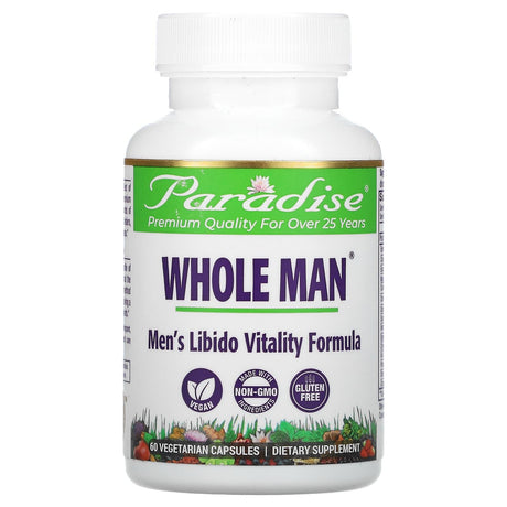 Paradise Herbs, Whole Man, Men's Libido Vitality Formula, 60 Vegetarian Capsules - Supply Center USA