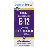 Superior Source, Cyanocobalamin B-12, B-6 & Folic Acid, 60 MicroLingual Instant Dissolve Tablets - Supply Center USA