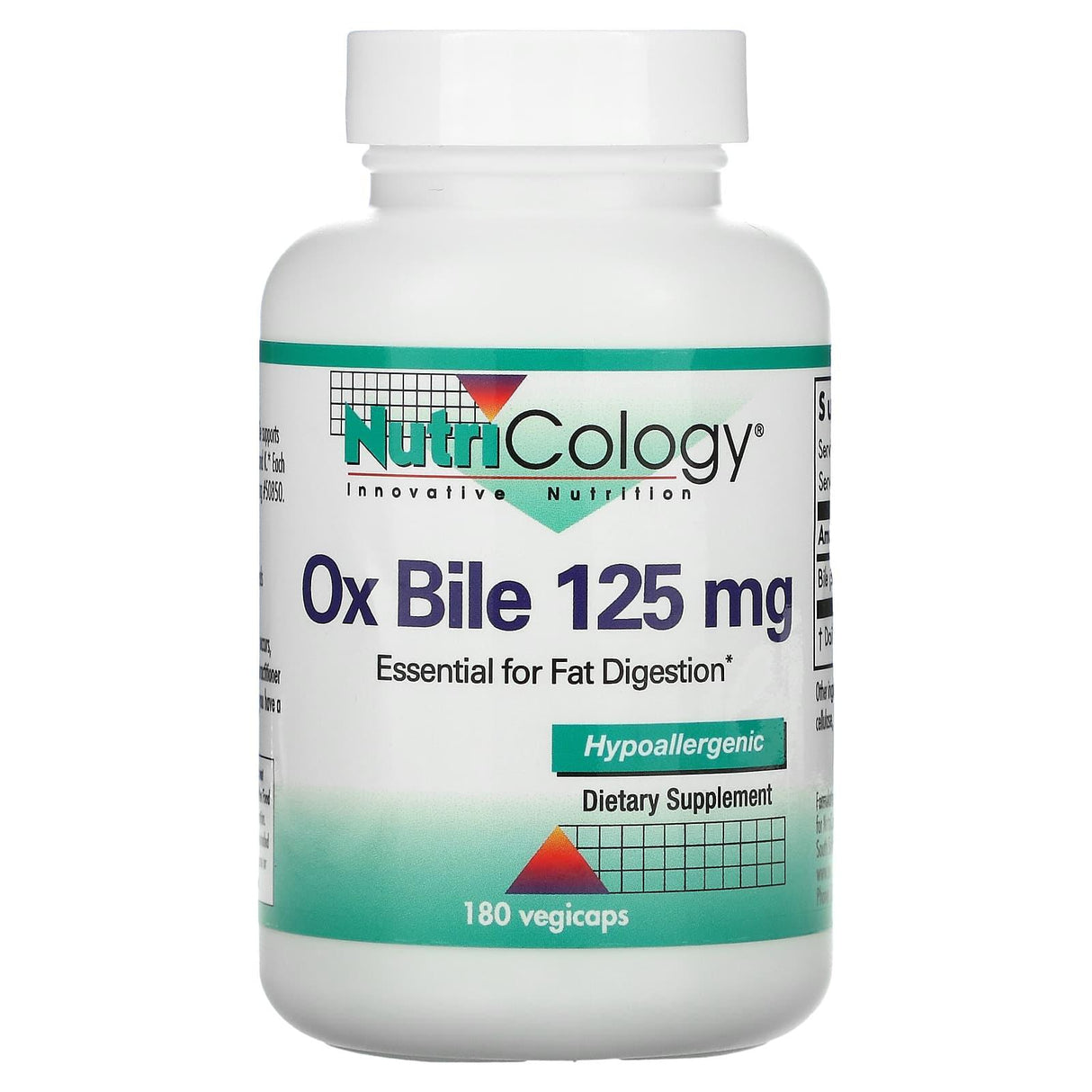 Nutricology, Ox Bile, 125 mg, 180 Vegicaps - Supply Center USA