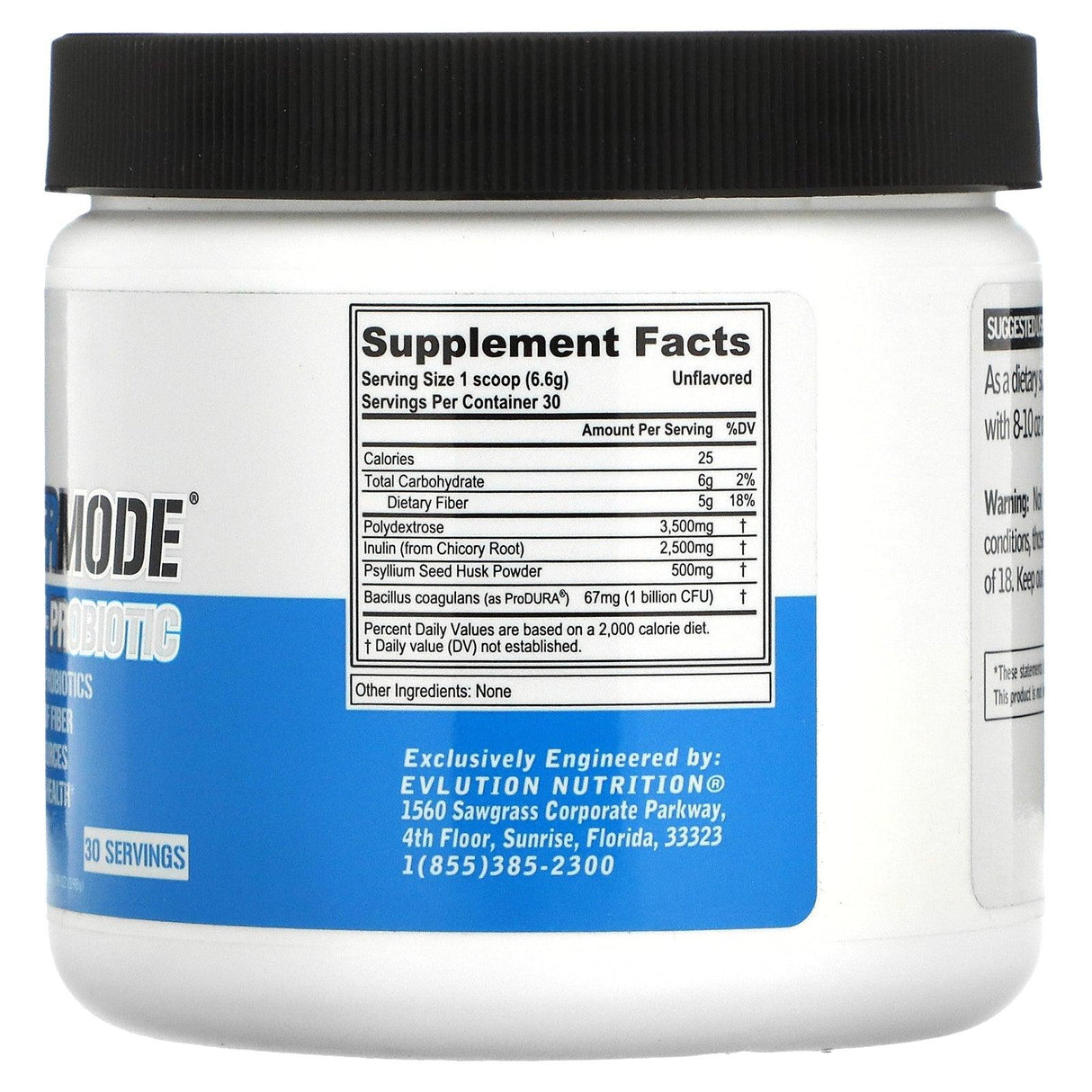 EVLution Nutrition, FiberMode, Fiber + Probiotic, Unflavored, 6.98 oz (198 g) - Supply Center USA