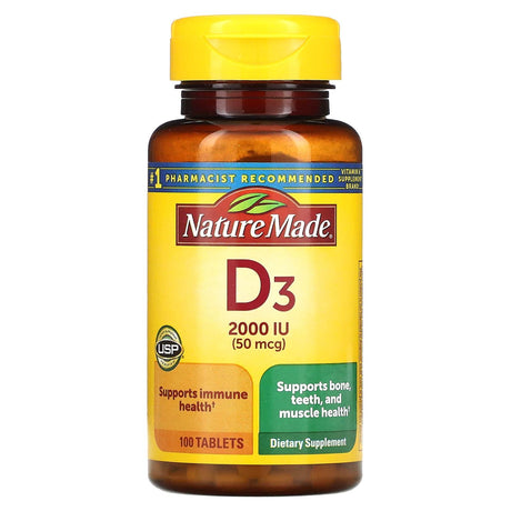 Nature Made, Vitamin D3, 50 mcg, 100 Tablets - Supply Center USA