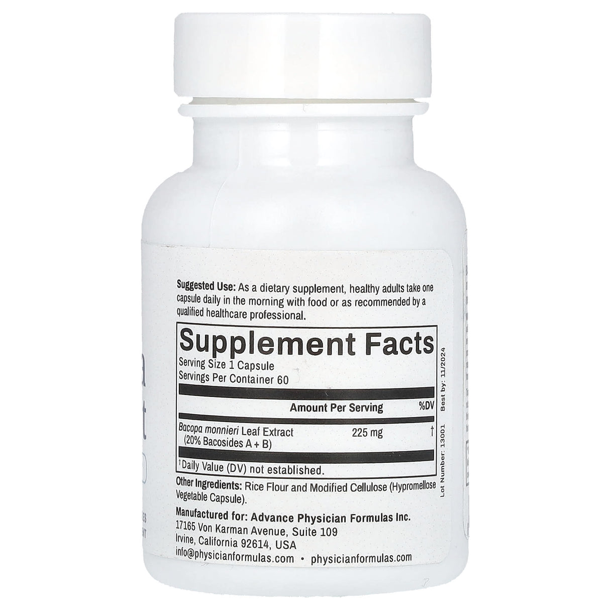 Advance Physician Formulas, Bacopa Extract, 225 mg, 60 Vegetable Capsules