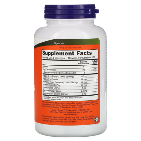 Now Foods, Chewable Papaya Enzymes, 360 Lozenges - Supply Center USA