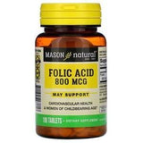 Mason Natural, Folic Acid, 800 mcg, 100 Tablets - Supply Center USA