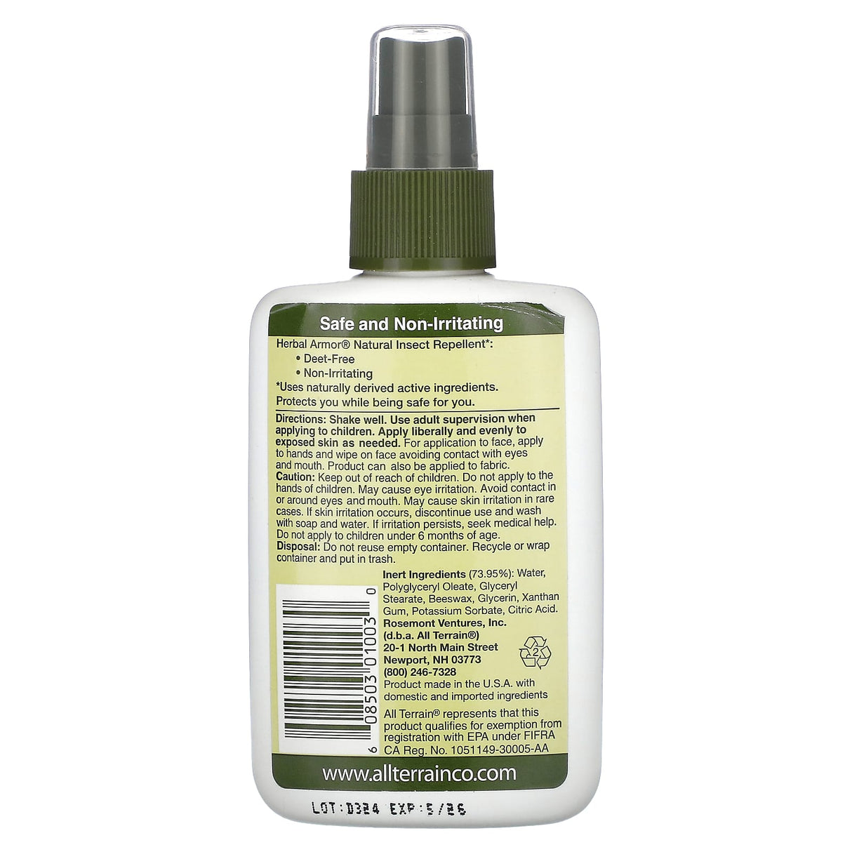 All Terrain, Herbal Armor, Natural Insect Repellent, 4 fl oz (120 ml)