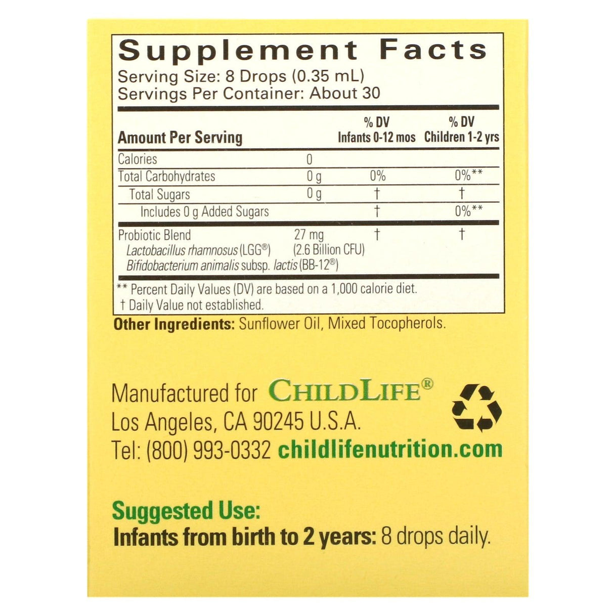 ChildLife Essentials, InfantBiotics, Probiotic Drops, 2.6 Billion CFU, 0.36 fl oz (10.5 ml) - Supply Center USA