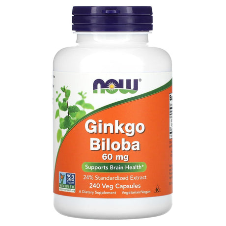 NOW Foods, Ginkgo Biloba, 60 mg, 60 Veg Capsules - Supply Center USA