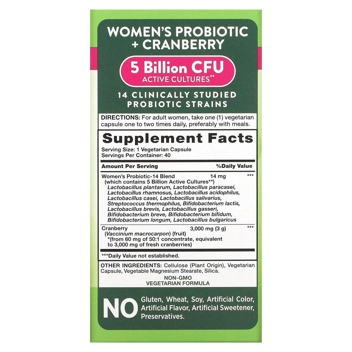 Nature's Truth, Women's Probiotic + Cranberry, 40 Vegetarian Capsules - Supply Center USA