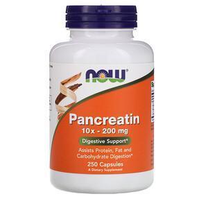 Now Foods, Pancreatin, 10X - 200 mg, 250 Capsules - Supply Center USA