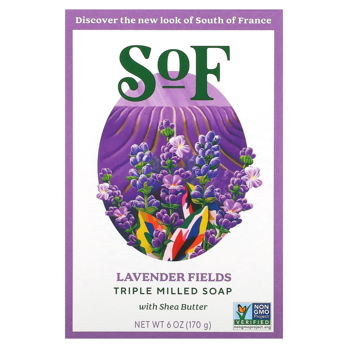 SoF, Triple Milled Bar Soap with Shea Butter, Lavender Fields, 6 oz (170 g) - Supply Center USA