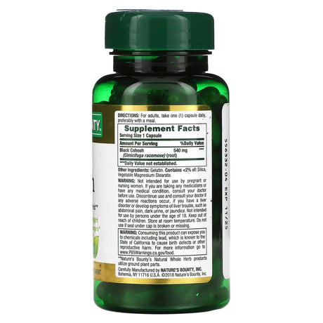 Nature's Bounty, Black Cohosh, 540 mg, 100 Capsules - Supply Center USA