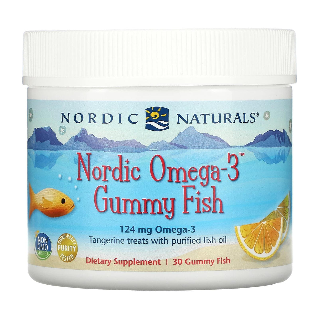 Nordic Naturals, Nordic Omega-3 Gummy Fish, Tangerine Treats, 124 mg, 30 Gummy Fish - Supply Center USA