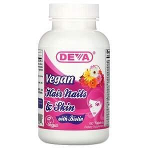 Deva, Vegan Hair Nails & Skin with Biotin, 90 Tablets - Supply Center USA