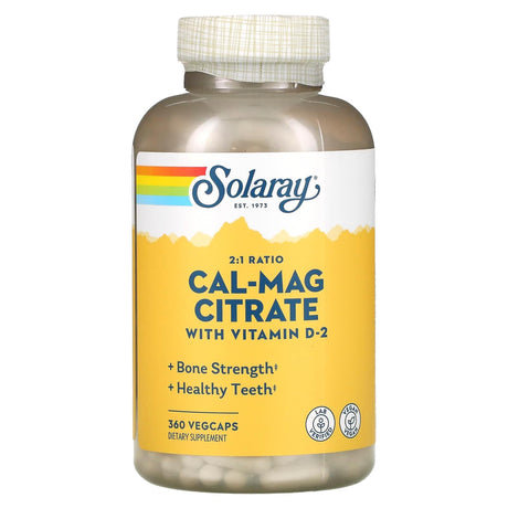 Solaray, Cal-Mag Citrate with Vitamin D2, 2:1 Ratio, 360 VegCaps - Supply Center USA