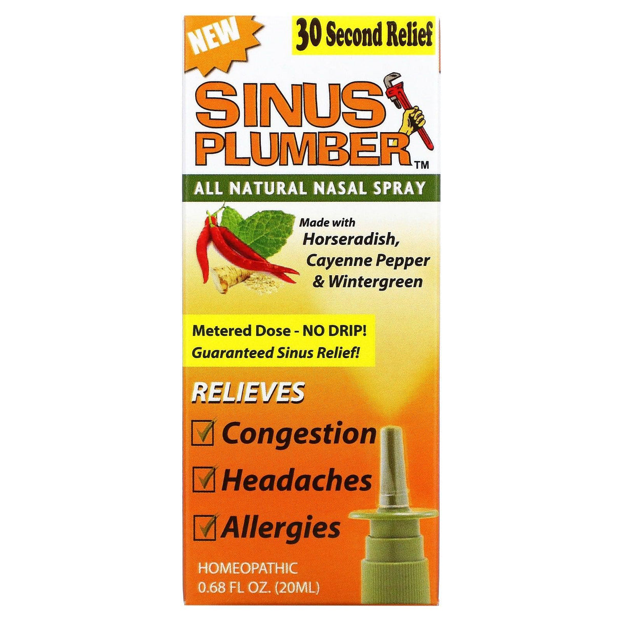 Greensations, Sinus Plumber, All Natural Nasal Spray, 0.68 fl oz (20 ml) - Supply Center USA