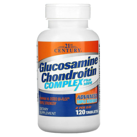 21st Century, Glucosamine Chondroitin Complex Plus MSM, Advanced Triple Strength, 120 Tablets - Supply Center USA