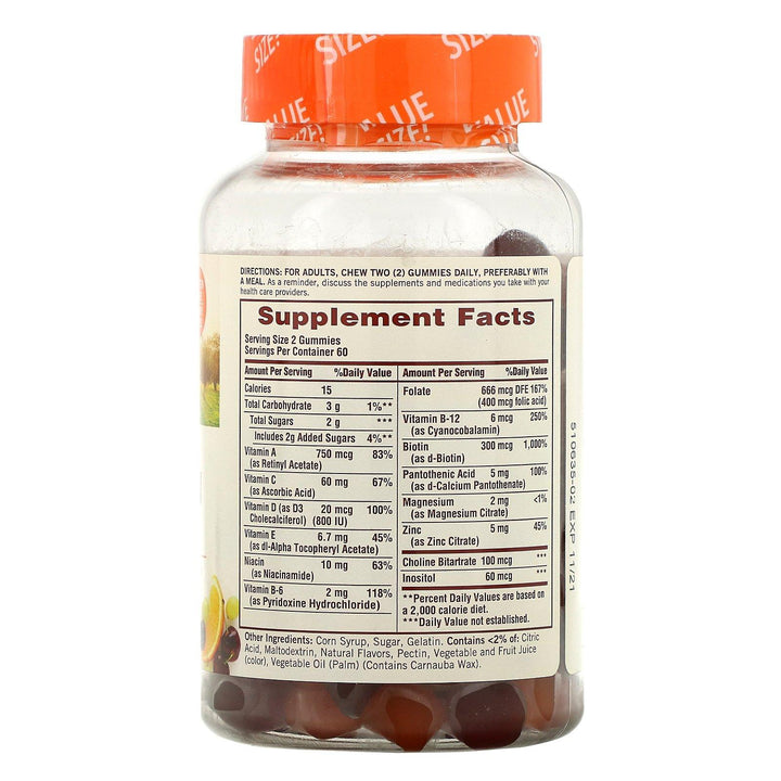 Sundown Naturals, Multivitamin Gummies, Grape, Orange & Cherry Flavored, 120 Gummies - HealthCentralUSA